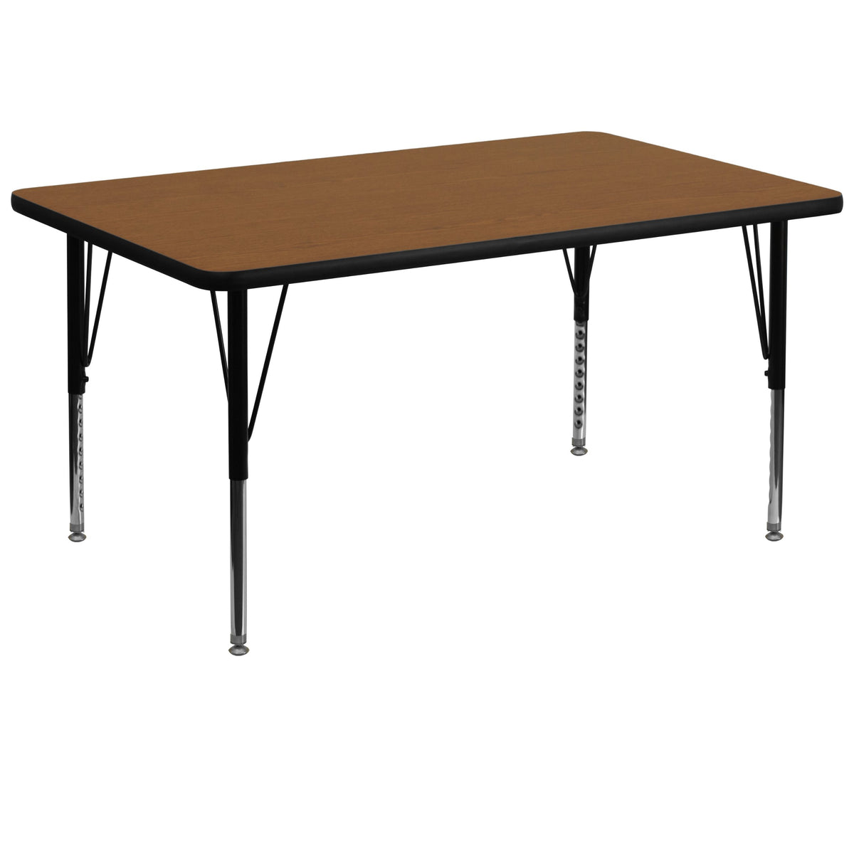 Flash Furniture Wren 36''W x 72''L Rectangular Oak HP Laminate Activity Table - Height Adjustable Short Legs