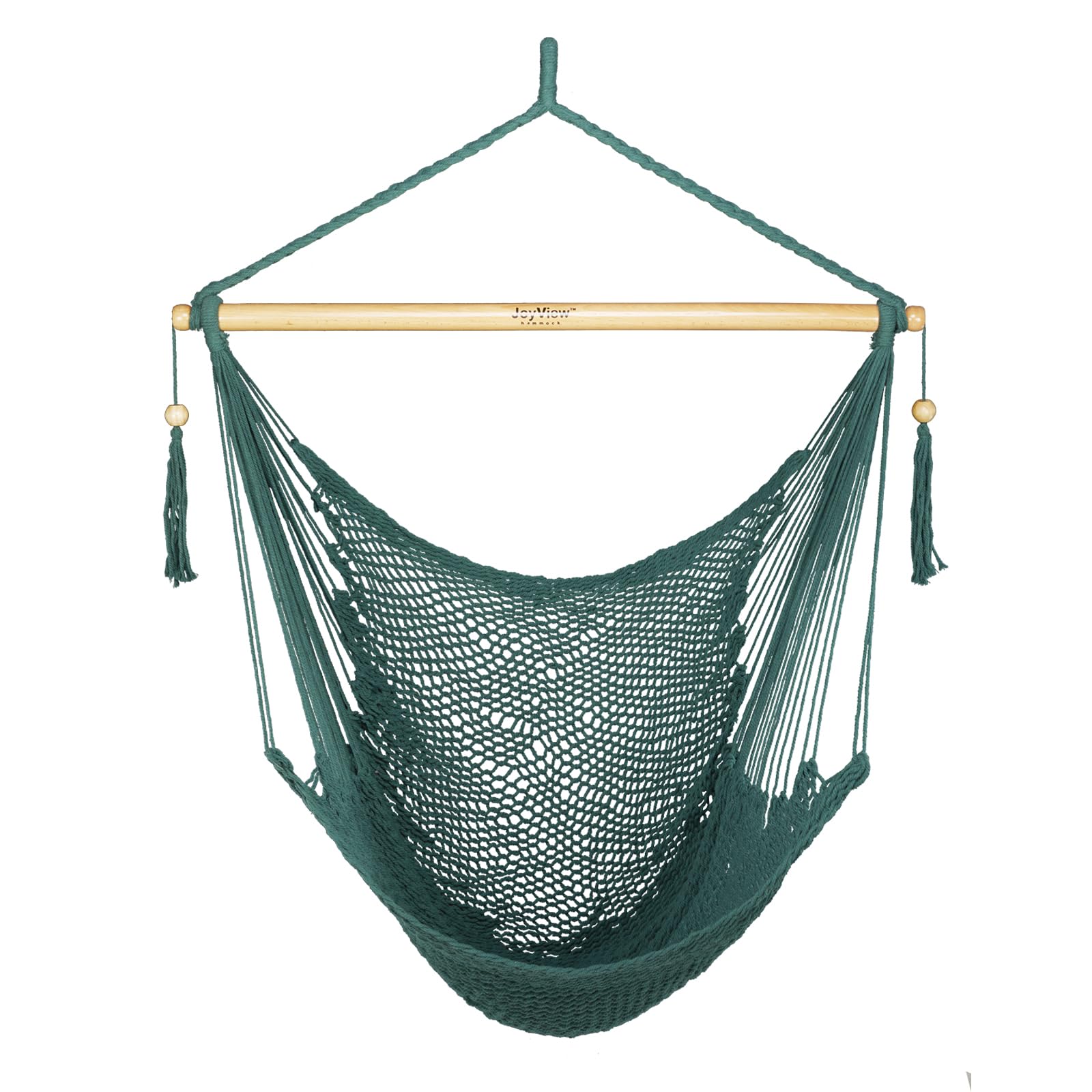 JoyView Hammock Chair with Spreader Bar Caribbean Hammock Swing Chair 300 LBS Weight Capacity XL Rope Hanging Chair for Outdoor 