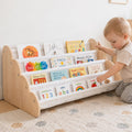 KEMBER Wooden Kids Bookshelf for Kids Rooms, 4Tier Montessori Book Shelf