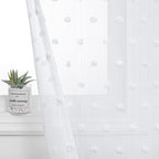 Mysky Home Short Curtains For Small Window 45 Inches Long Kitchen Curtains Pom Pom White Sheer Curtains For Bedroom Living Room White Cafe Nursery Panels Kids Rod Pocket 2 Sets Voile 52 X 45 In