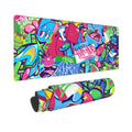 Xl Large Gaming Mouse Pad With Stitched Edges, Abstract Urban Graffiti Extended Mousepad With Non-Slip, Long Waterproof Keyboard