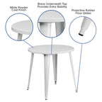 Flash Furniture Jeffrey Commercial Grade 30" Round White Metal Indoor-Outdoor Table