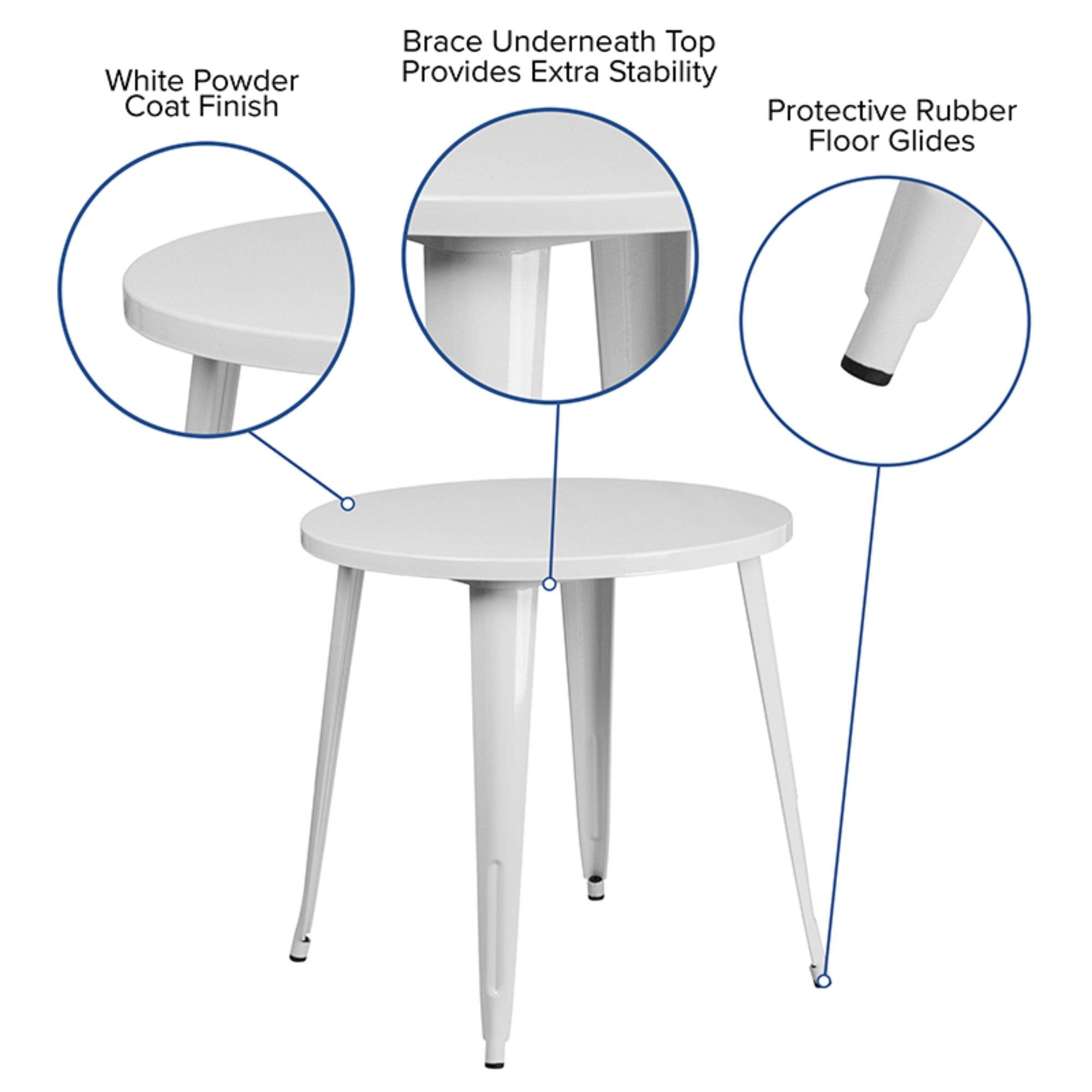 Flash Furniture Jeffrey Commercial Grade 30" Round White Metal Indoor-Outdoor Table