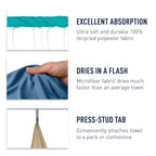 Sea To Summit Portable Pocket Towel For Camping, Gym, And Travel, Large (24 X 48 Inches), Baltic Blue
