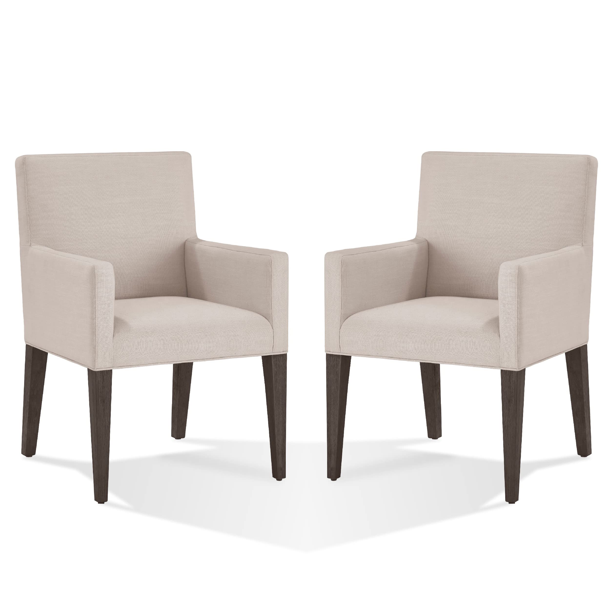 Benjara Chair Mod 24 Inch Dining Armchair, Upholstered, Rubberwood, Set of 2, Gray