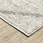 HomeRoots 510862 10 x 13 ft. Ivory & Gray Geometric Shag Power Loom Stain Resistant Rectangle Area Rug