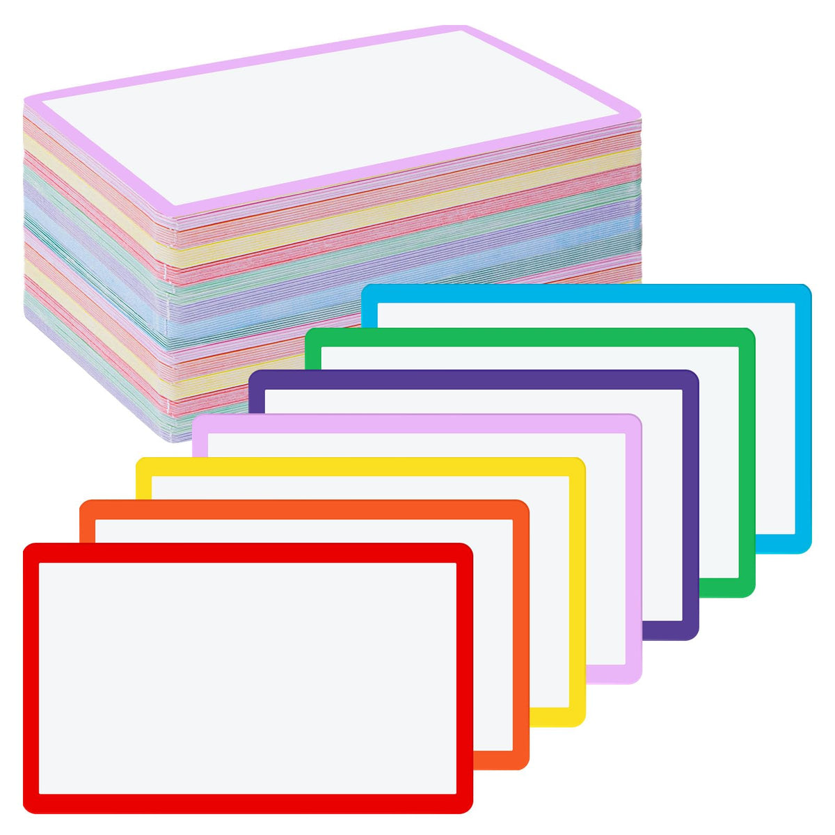 Harloon 100 Pcs Dry Erase Index Cards 4 X 6 Inch Laminated Reusable Dry Erase Note Cards Sheets For Office To Do List (Multicolo