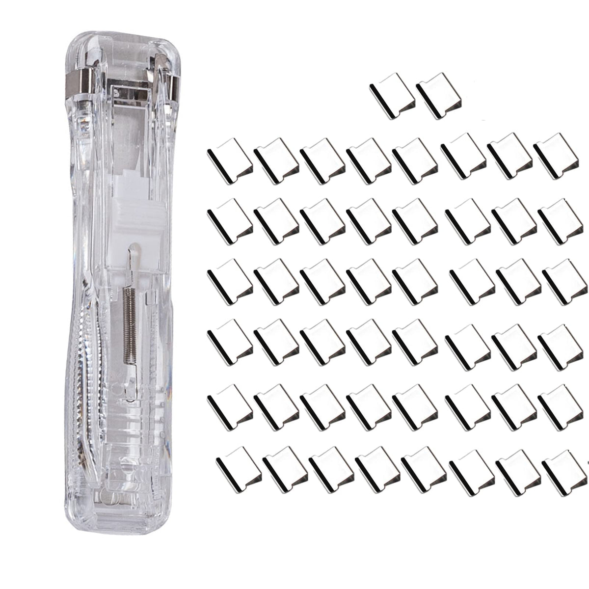 Clamp Stapler Push Binder Reusable Portable Paper Clam Clip Dispenser File Organizer For Office Home And School With 50 Metal Re
