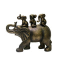 Natures Mark 8 H 3 Baby Elephants Riding an Elephant Resin Statue Figurine Home Decorative Accent Decor (Bronze)