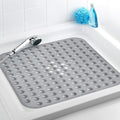 KRLZ Square Shower Mat Non Slip Anti Mould, 45x45cm Bath Mat for Tub with Suction Cups and Drain Holes, Machine Washable Bathroo