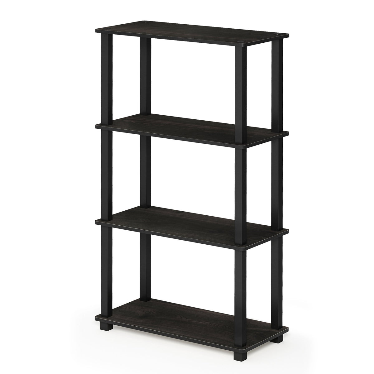 Furinno Turn-N-Tube 4-Tier Multipurpose Shelf Display Rack, Square Tube, Espresso/Black