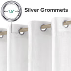 Homeideas White Linen Sheer Curtains 63 Inches Long 2 Panels Textured Semi Sheer Curtains Farmhouse Curtains Sheer Privacy Windo