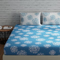 Huesland By Ahmedabad Cotton 144 Tc Bedsheets Cotton Double Bed With 2 Pillow Covers  Blue & White