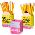 Doublefill 3 Pcs Sharp And Dull Pencil Holder Eraser Pencil Buckets Wooden Pencil Shaped Pencil Holder Pencil Dispenser For Back