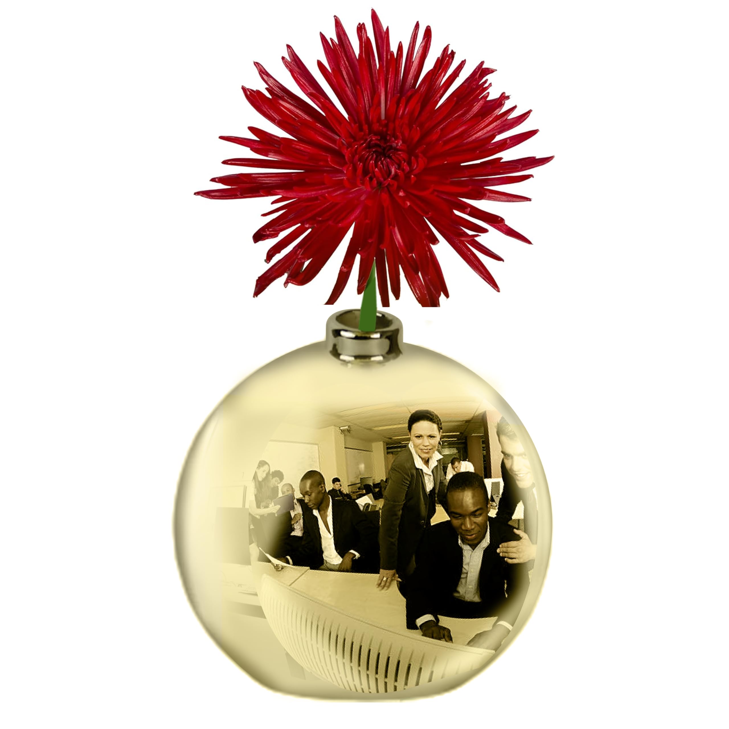 Skywin Convex Mirror Vase Gold Cubicle Decorations With Flower - 4' X 4' Cubicle Mirror, Desk Mirror To See Behind You - Aesth
