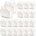 Nuogo 20 Pack Plastic Baskets with Handles Portable Caddy, White