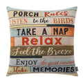 Trendin Square Pillow Cover - 18 X 18 Inch Decorative Throw Pillowcase, Porch Rules Pl240Tr