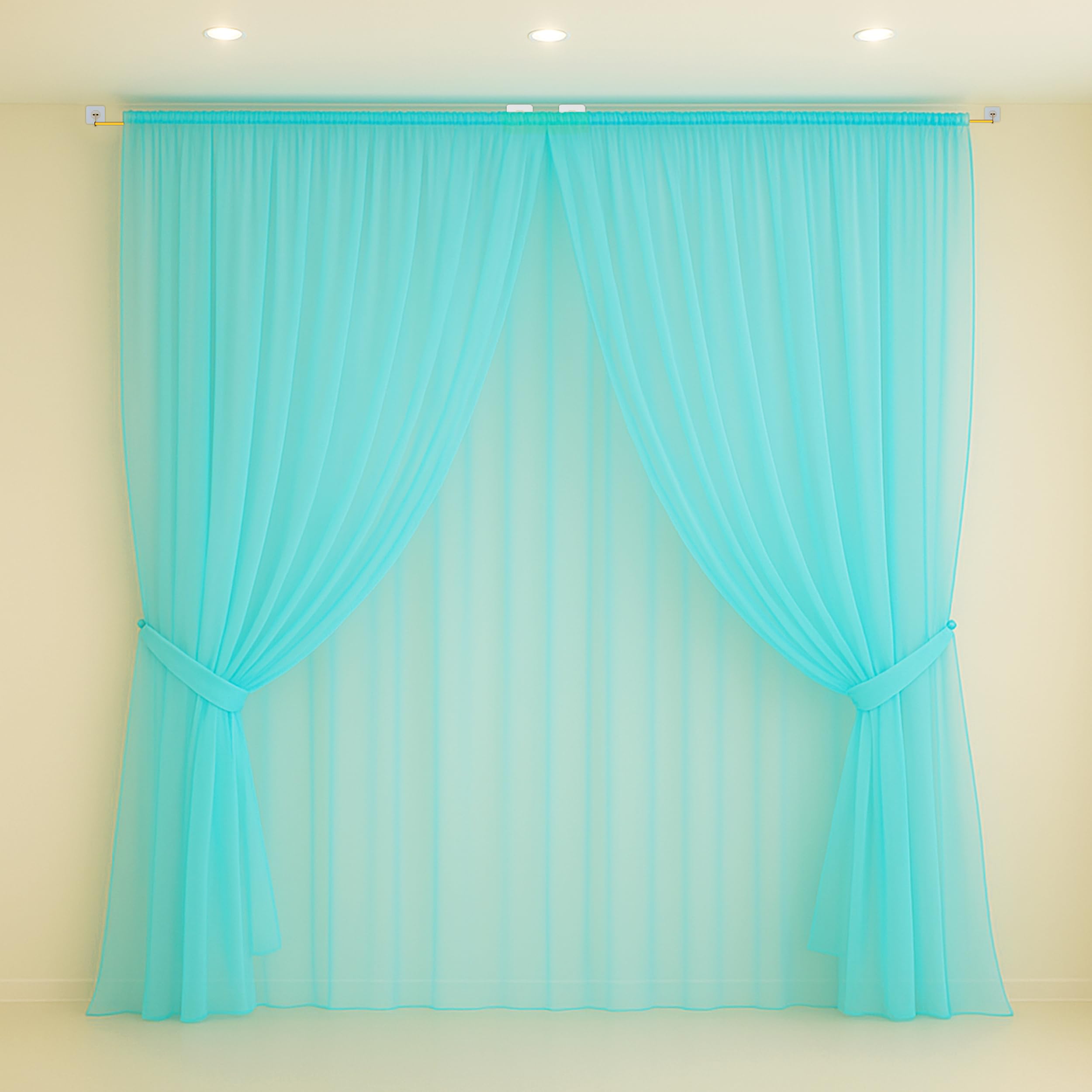 1Iam Sea Green Decoration Net Combo Pack Of 10 | 4Pcs 8X5Ft Stitched Sea Green Net, 4Pcs Hooks & 2Pcs Ribbon For Home Decor, Bir
