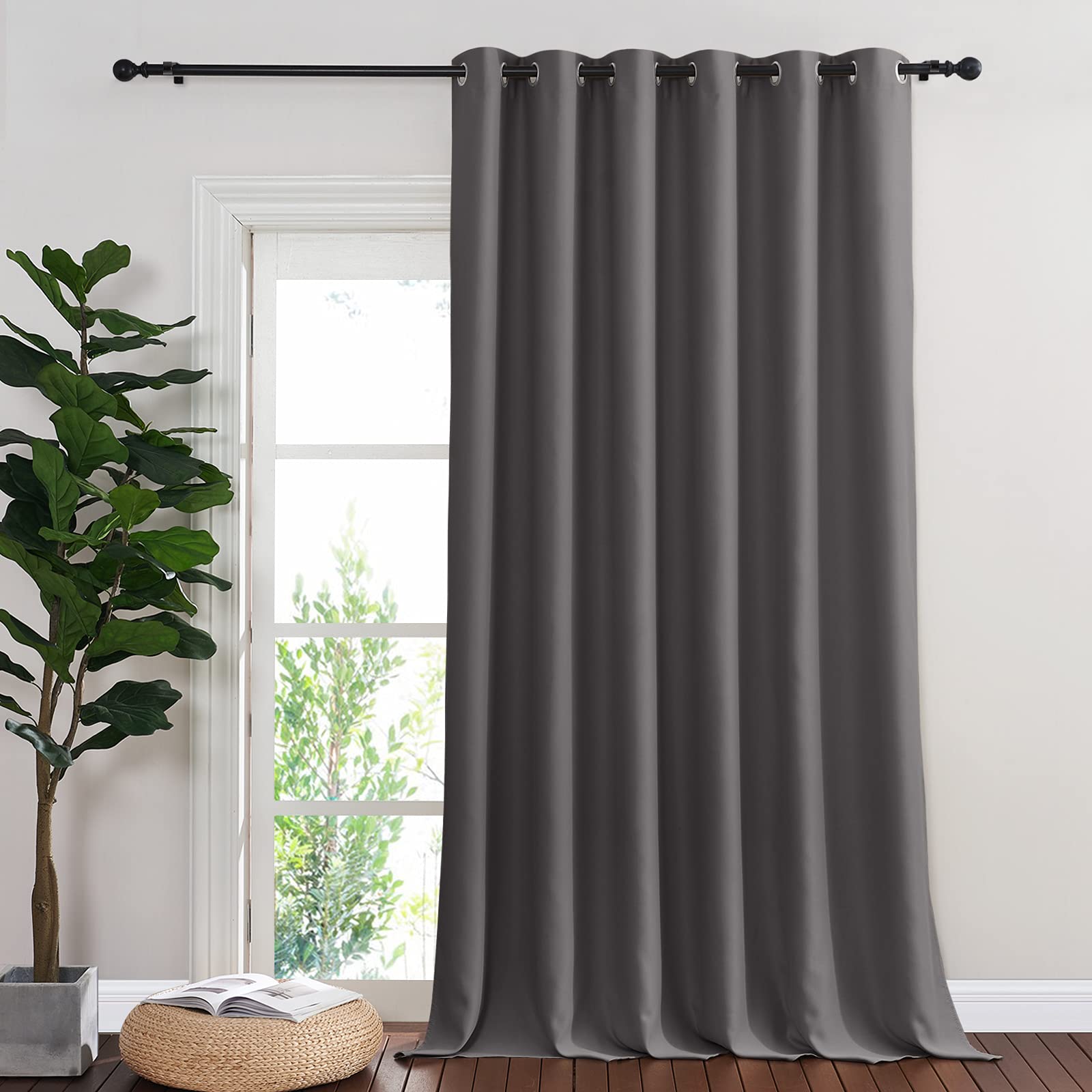 NICETOWN Blackout Sliding Glass Door Curtain 144 inches Long, Grommet Thermal Insulated Light & Heat Blocking Curtain & Drape Wi