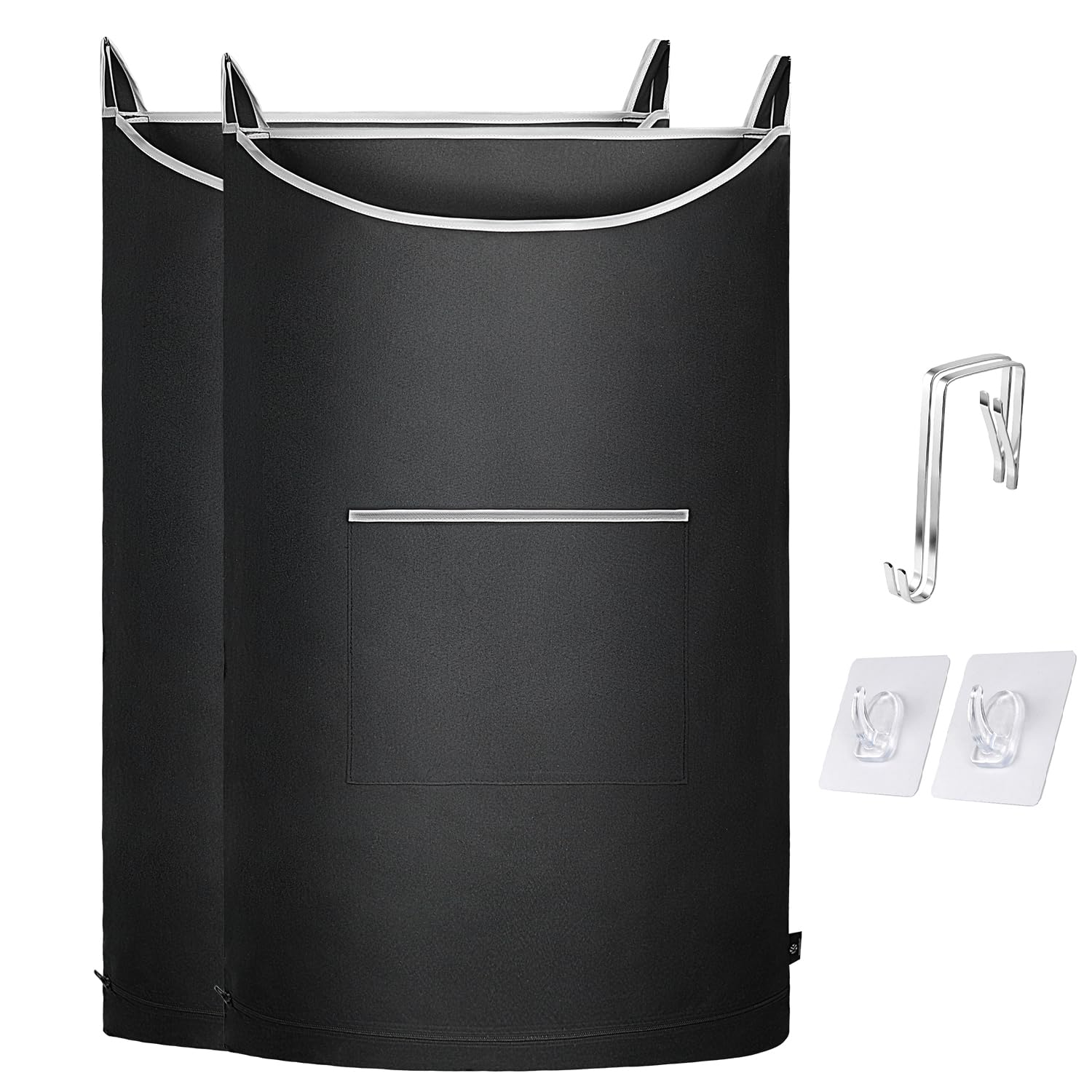 KINGSUSLAY XL Hanging Laundry Hamper, 2PC-Black, Over Door/Wall Mount, Large Capacity, Modern Design, Durable, Waterproof