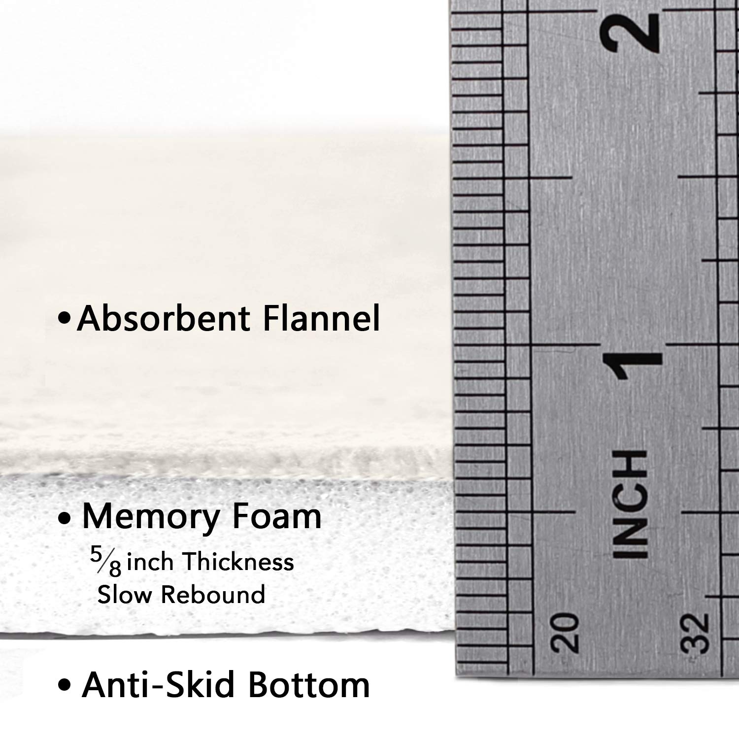 Flamingo P Bath Mat Rug, 20X32 Inches, Ivory White, Memory Foam, Non Slip, Absorbent, Bathroom