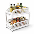 Voco 2 Tier Pull Out Kitchen Cabinet Organizer Rack For Countertop Storage, Designed For Organizing Condiments, Bottles, And Kit