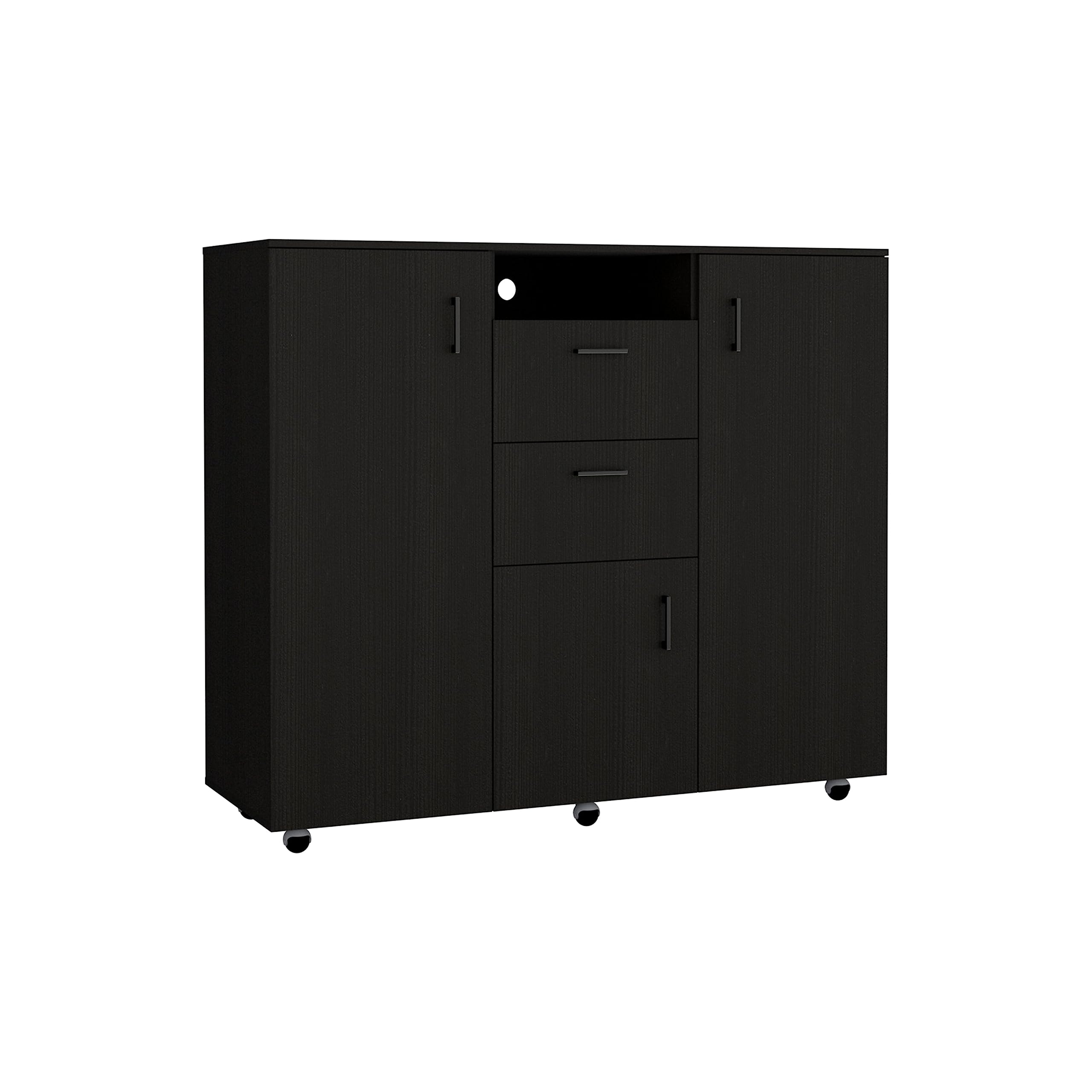 DEPOT E-SHOP Minto 3 Piece Bedroom Set, Cabinet Dresser + 2 Nightstands, Black