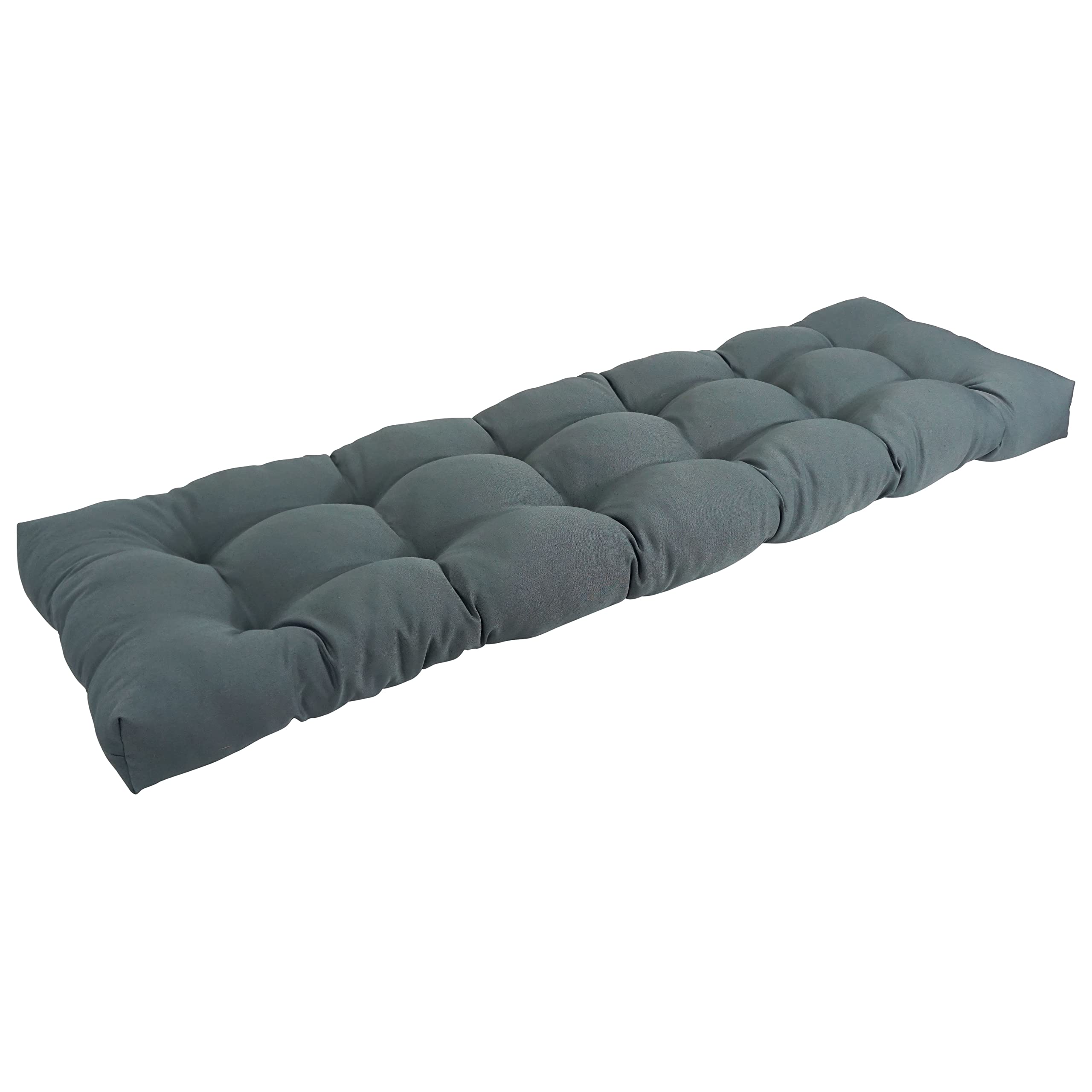 Blazing Needles Twill Tufted Bench Cushion, 55 x 19, Steel Grey