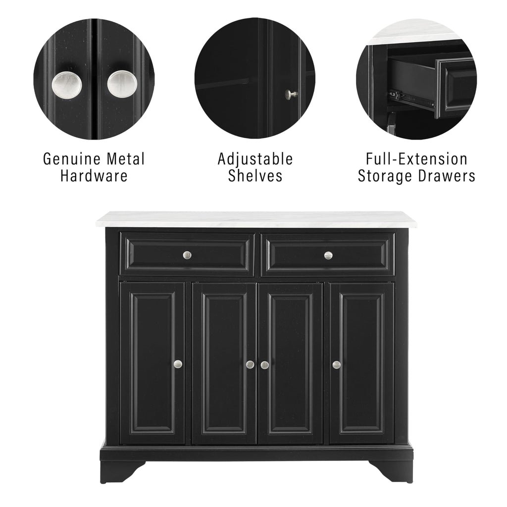 Crosley Furniture Avery Rolling Kitchen Island Storage Cart with Shelves, Microwave Stand, Coffee Bar, Distressed Black