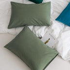 Jellymoni Pillowcases King Set Of 2 Cotton Envelope Pillow Covers Green 20  36In Bed Pillow Cases 100% Washed Cotton Soft Breath