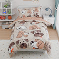 Dog Kids Bedding Set For Girls Boys, Ultra Soft Microfiber Comforter Set Full Size 4-Pieces, Dogs Comforters Bed Sets For Kid Tw