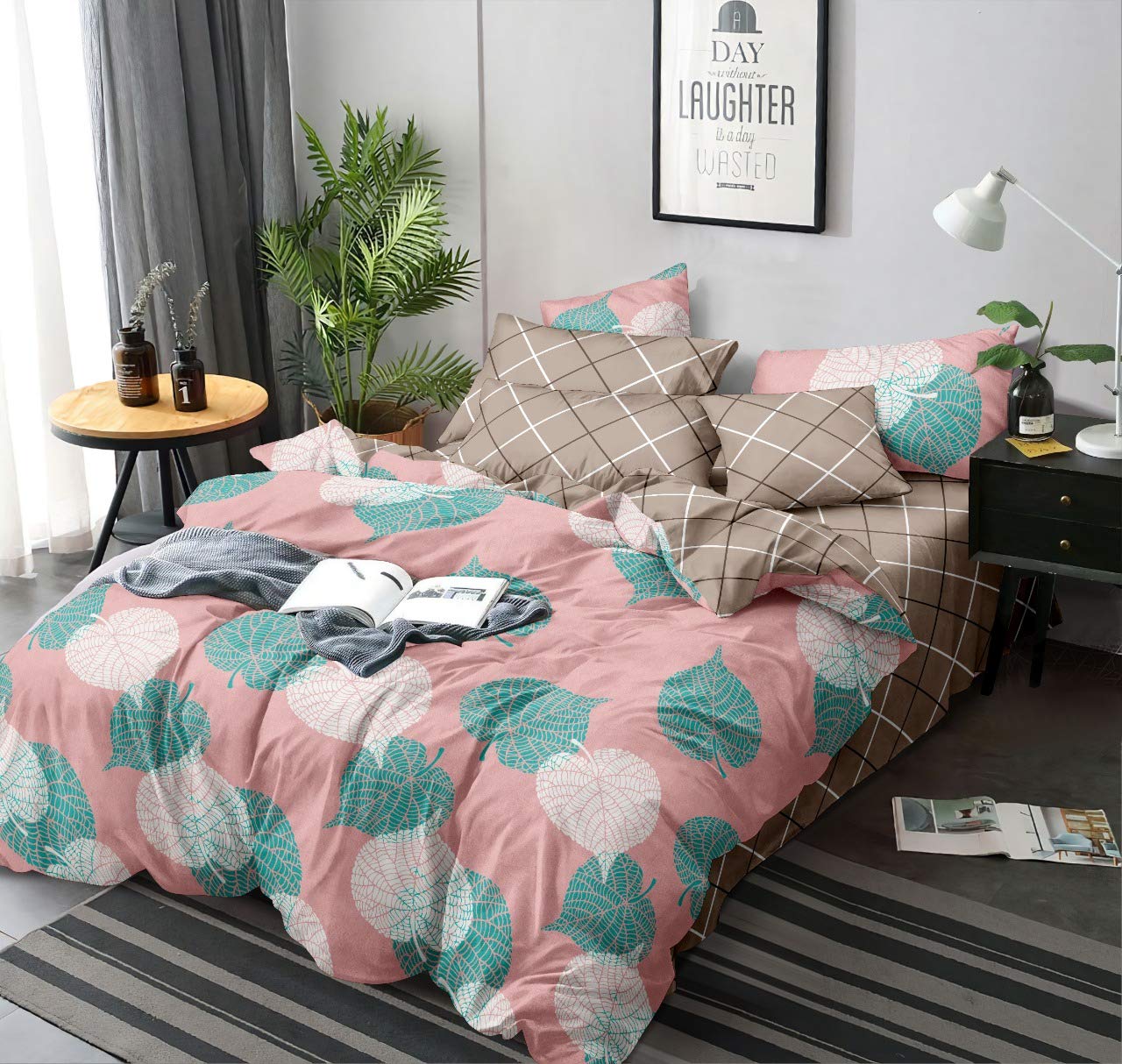 Morado 225 Gsm Microfiber Floral Print Reversible Ac Comforter/Blanket/Quilt For Double Bed (90100 Inches, Pink)