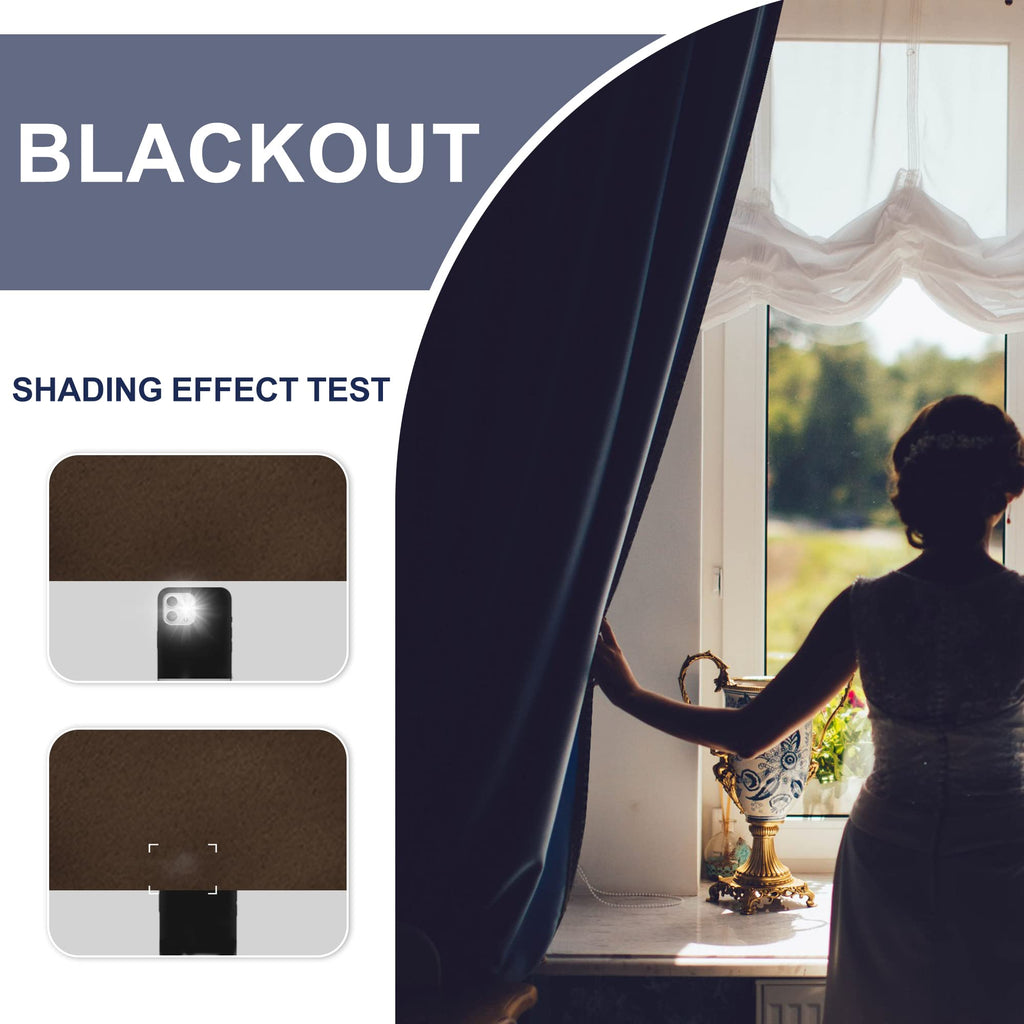 Jiuzhen Blackout Curtains For Bedroom - Curtain Drapes Set Of 2 Panels With Tiebacks, Room Darkening Thermal Curtains, 42 X 72 Inches, Light Blocking Curtains For Living Room, Brown
