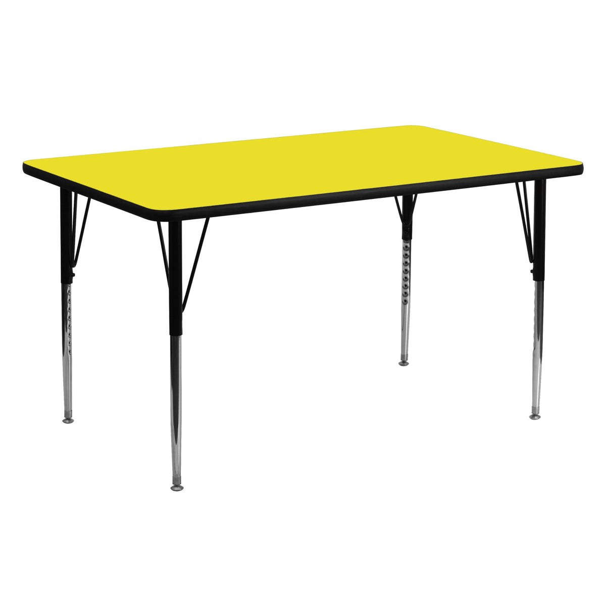 Flash Furniture Wren 24''W x 60''L Rectangular Yellow HP Laminate Activity Table - Standard Height Adjustable Legs