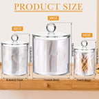 9 Pack Acrylic Holder Dispenser Plastic Apothecary Jars With Lids For Cotton Ball, 10/22/39 Oz Clear Plastic Storage Jars Floss