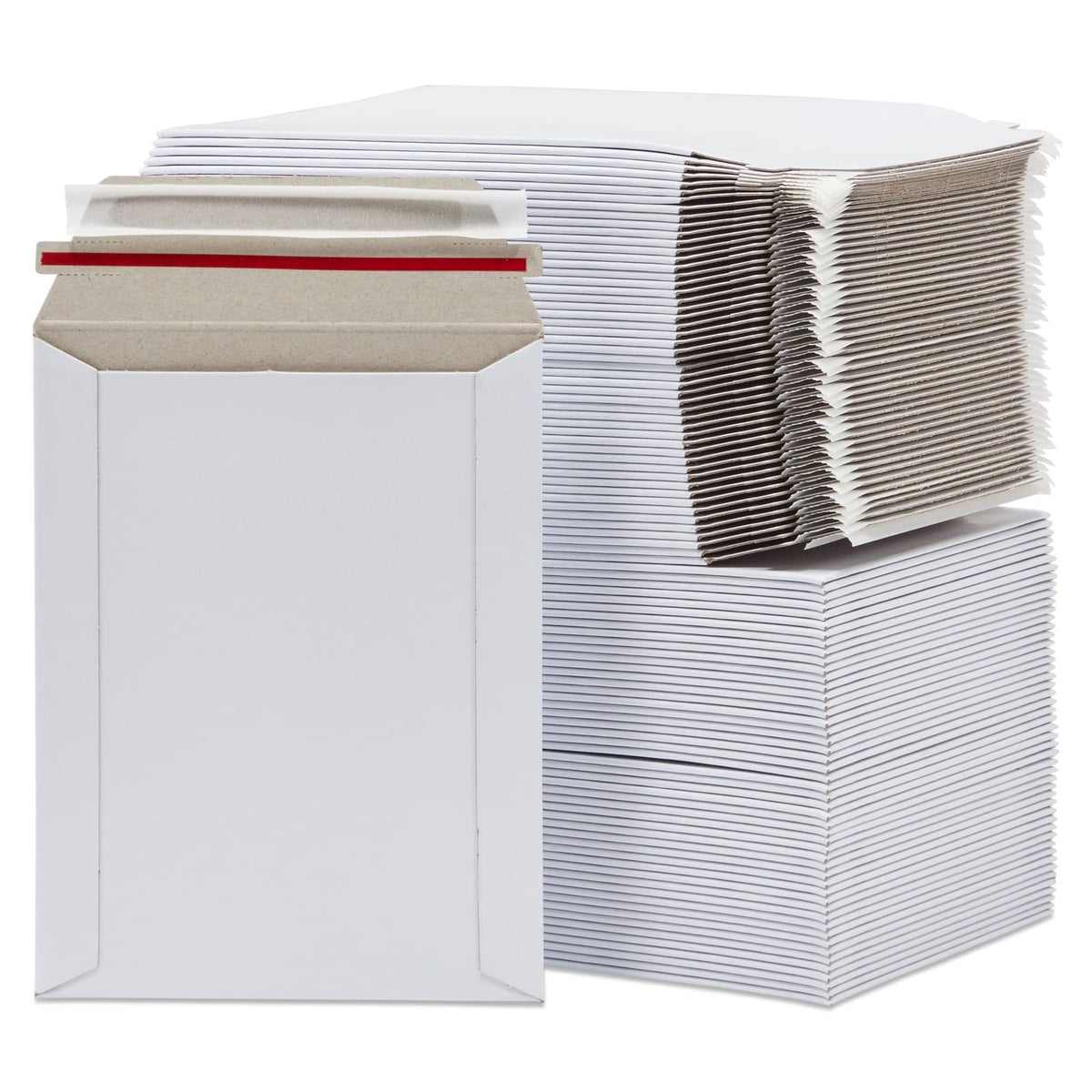 Juvale 100 Pack 6X8 Rigid Mailers - 550 Gsm Thick Self Adhesive Stay Flat Cardboard Envelopes For Shipping Photos, Documents, Co