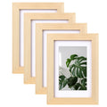 Egofine 4x6 Picture Frames Natural Wood Frames with Plexiglass, Display Pictures 3.5x5 with Mat or 4x6 Without Mat Set of 4 for 