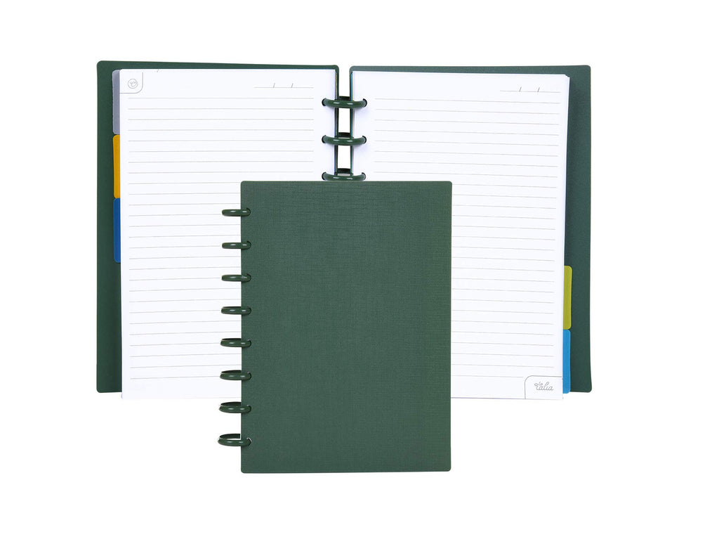 Talia Discbound Notebooks, Planner, Customizable, (Green Olive W/Green Olive Discs, Junior (5.5In X 8.5In))