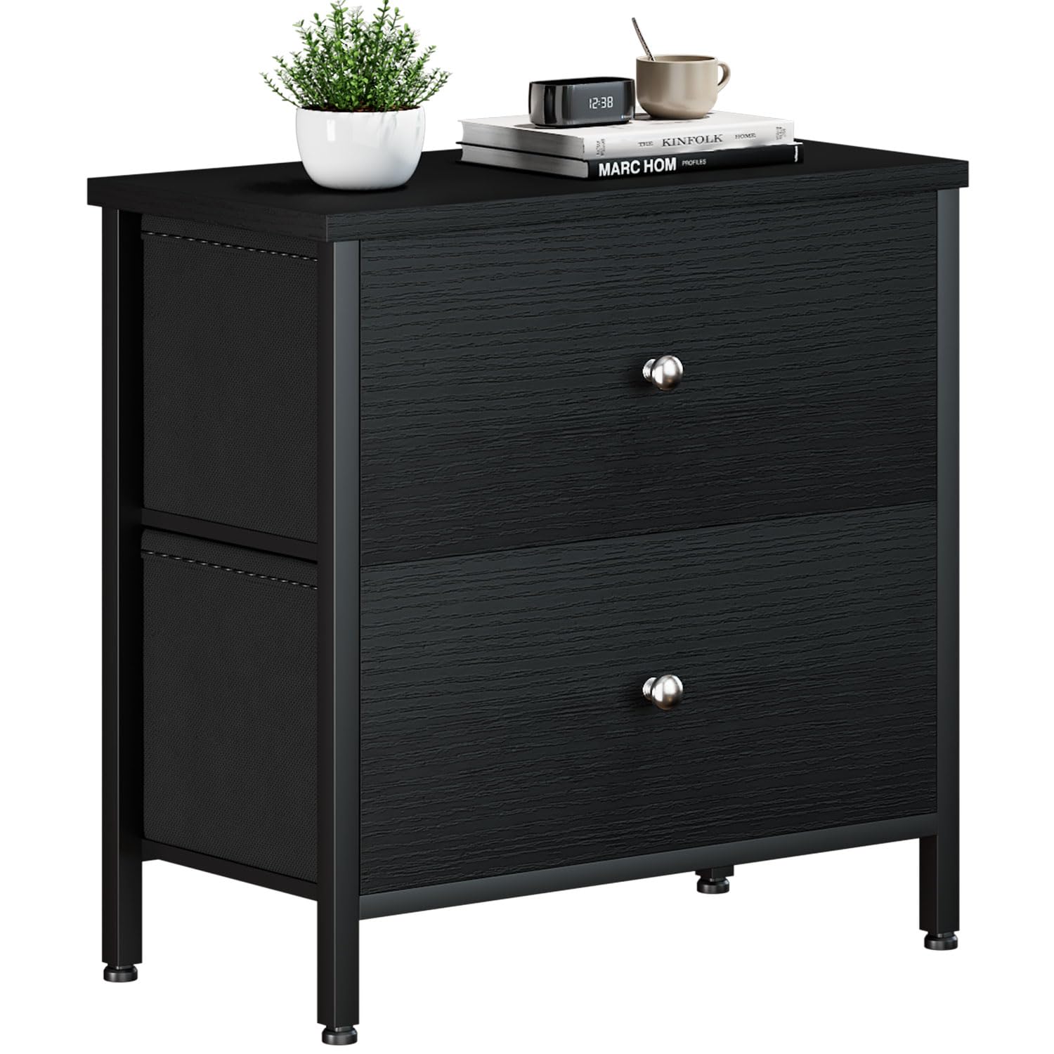 Boluo Black Night Stand With 3 Drawer Dresser For Bedroom,Tall Nightstand Small Chest Of Drawers For Closet Dorm Modern