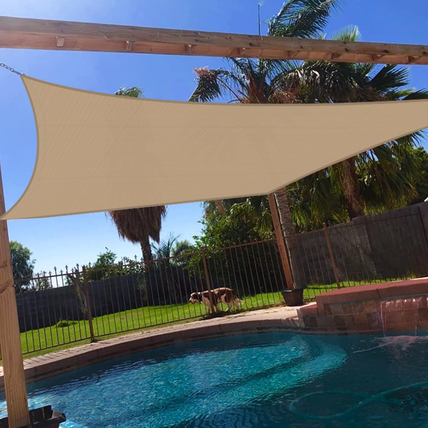 Windscreen4Less Outdoor Sun Shade Sail Rectangle Canopy Cover For Patio Garden Deck Yard (Sand)