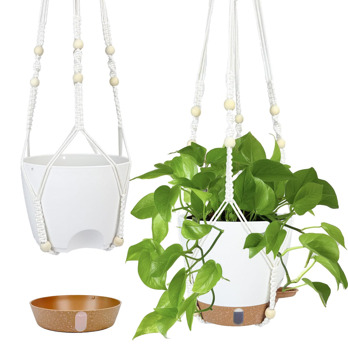 Hanging Planter For Indoor Plants 8 Inch, 2 Pack Hanging Baskets For Plants, Self Watering Hanging Flower Pots With Drainage Hol