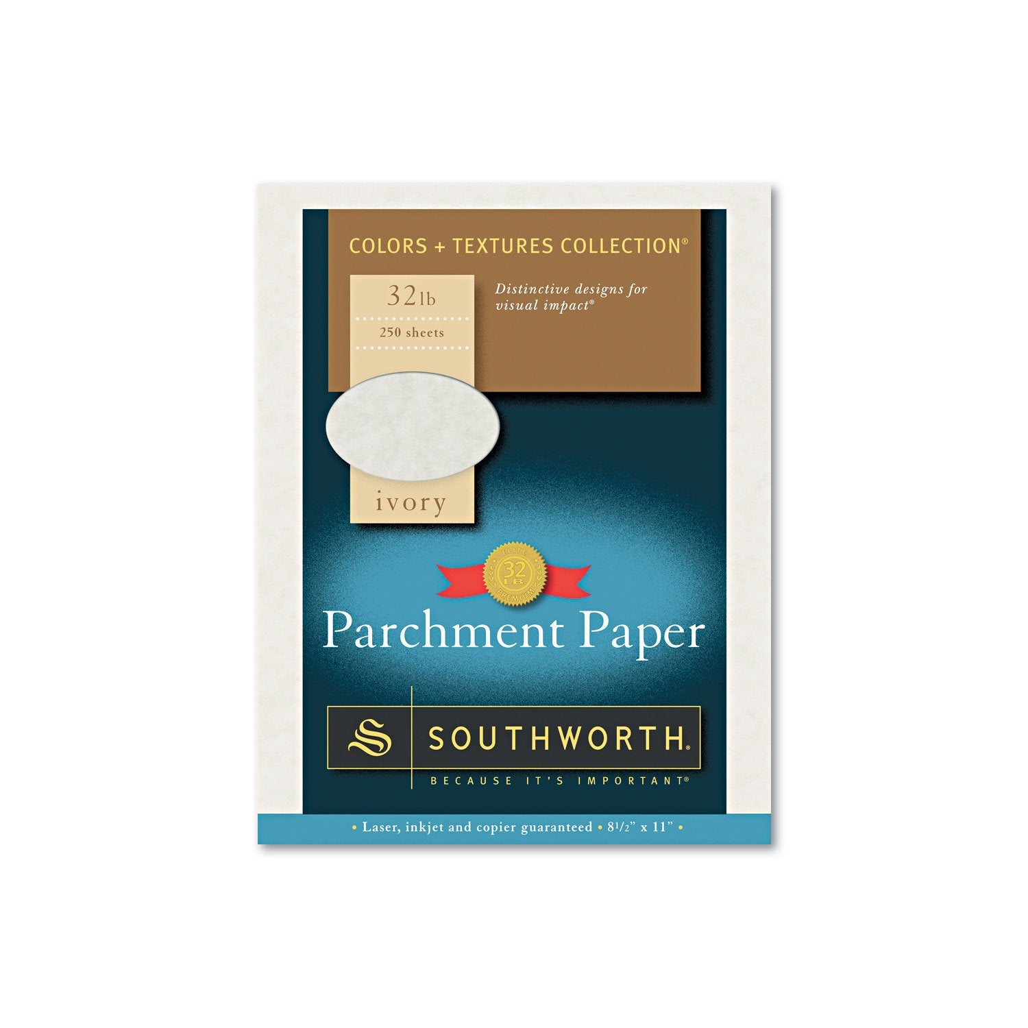 Southworth J988C Parchment Specialty Paper, 32 Lb, 8.5 X 11, Ivory, 250/Pack