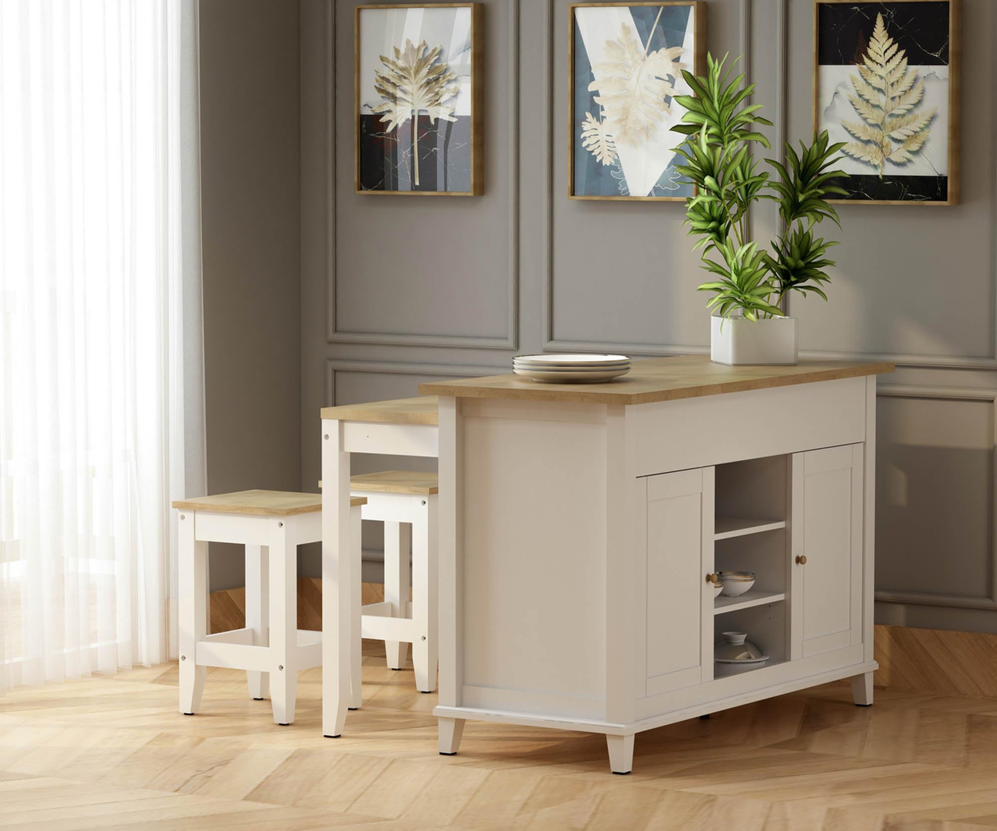 Anderson Teak Delphi 53&quot; Cabinet Kitchen Island, White