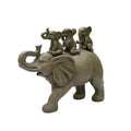 Natures Mark 8 H 3 Baby Elephants Riding an Elephant Resin Statue Figurine Home Decorative Accent Decor (Gray)