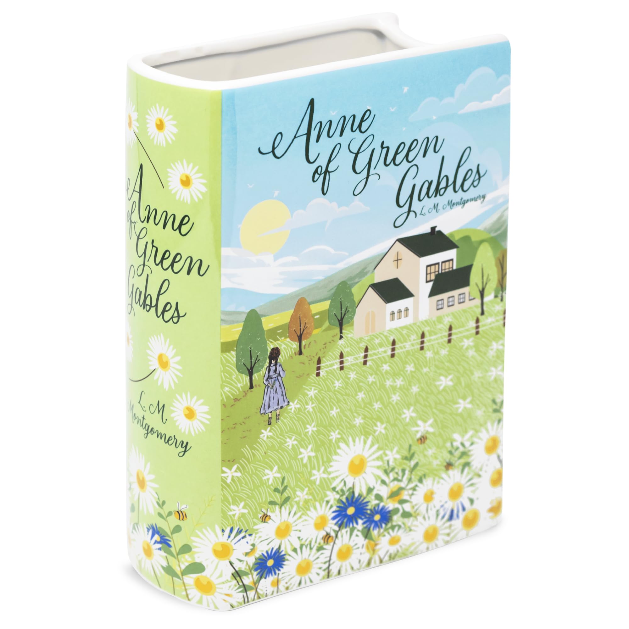 Steel Mill & Co Original Large Book-Shaped Decorative Vase, Ceramic Vases for Home Decor, Cute Bookshelf Decor, Unique Vase for 