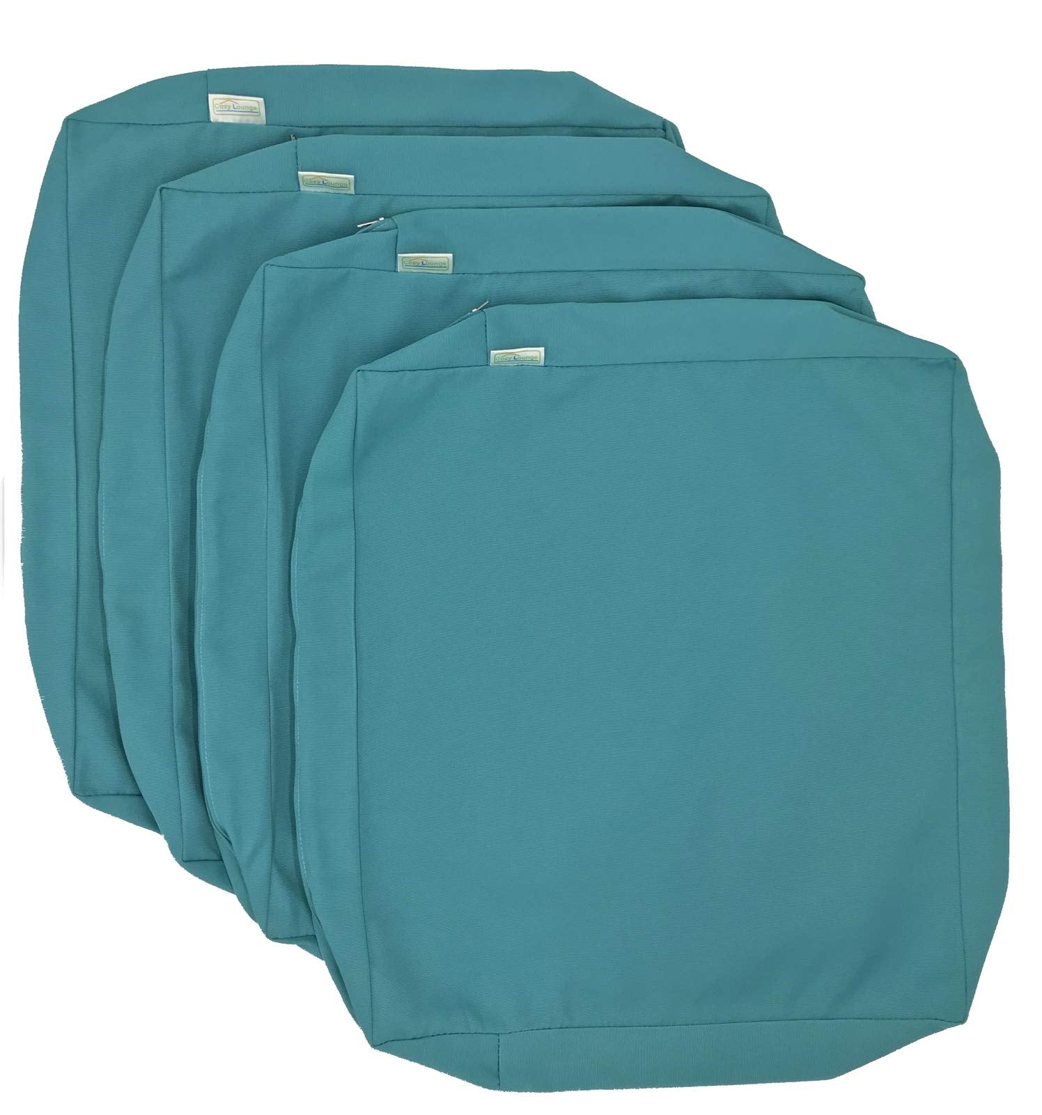 Cozylounge Indoor Outdoor Water Repellent High Uv Resistant Patio Chair Cushion Cover (24'X24'X4' (4 Covers), Serenity Teal)