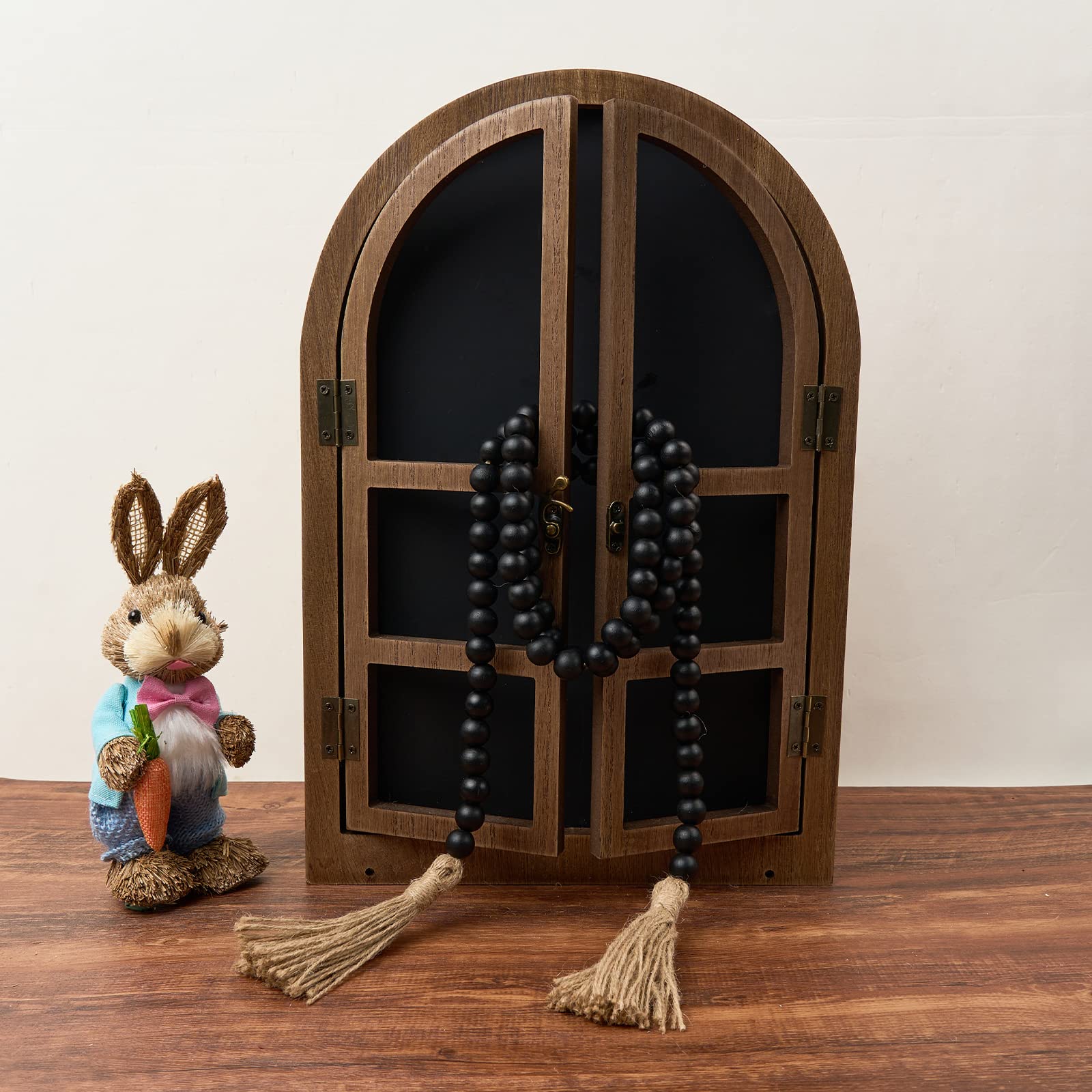 Omishe 59In Wood Bead Garland With Tassels, Wooden Beads Garland, Decorative Beads Garland Decor, Farmhouse Beads Garland For Wa