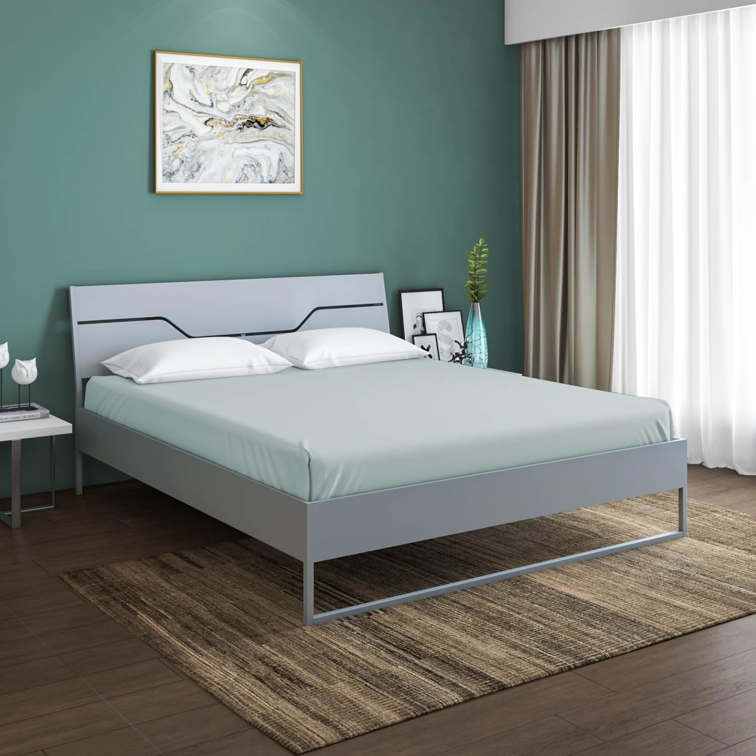 Nilkamal Sleep Hybrid Wood And Metal Structure Grande King Size Bed, Lightweight And Portable (78 X 72, Grey)