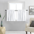 Donren Pure White Small Window Curtain Panels Room Darkening (Only Block 50% Lights) Curtain Tiers For Nursery With Rod Pocket (52 X 24 Inch,1 Pair)