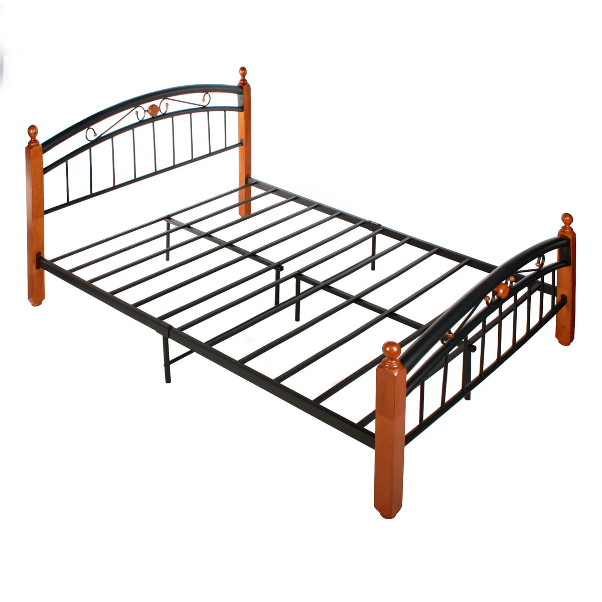 Better Home Products Lexus Metal Bed Frame with Headboard & Footboard in Cherry